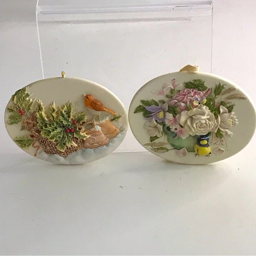 '96 The Holly Basket & '97 Garden Bouquet - Nature Sketchbook Hallmark - RETIRED